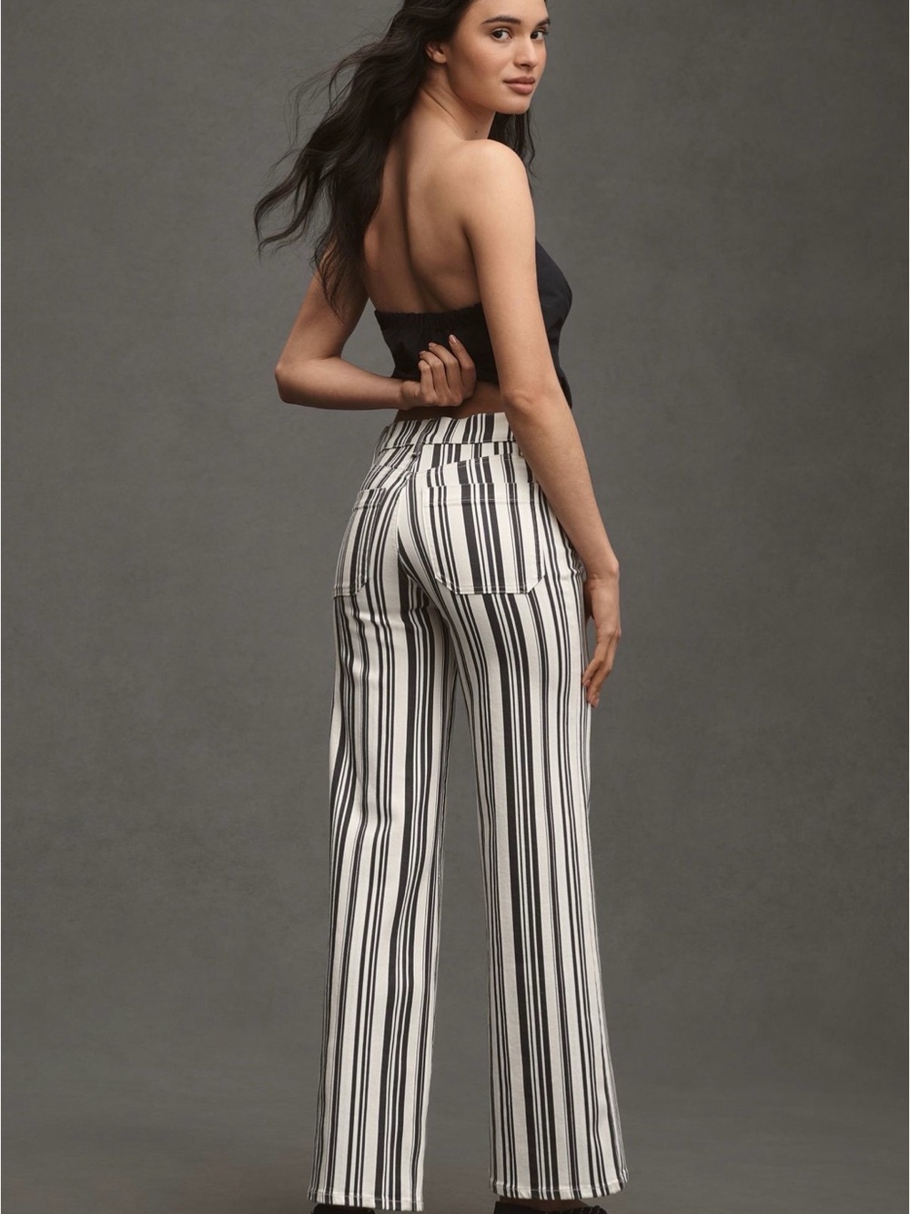 NWOT FRAME Le Slim Palazzo Navy Stripe High Rise Wide Leg Jeans | Size 27 - Picture 2 of 12
